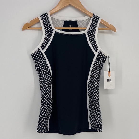 Tail Tops - Tail Elanie Women XS Tank Top Black White Diamond Trail UPF 50 Activewear TC2795